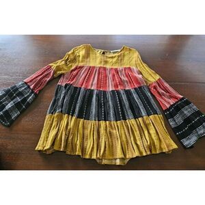 Boho Womens Blouse Sz S Top‎ Shirt Ces Femme Bohemian Keyhole Button